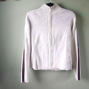Tommy Hilfiger Cream Off White Large Zip Up Cotton Cardigan Jacket Size Large